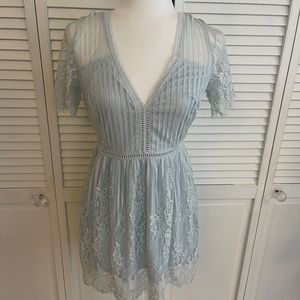 Baby blue lacy mini dress
